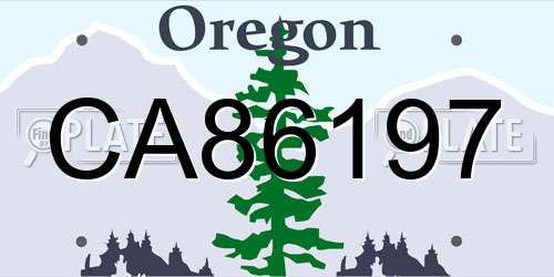 CA86197 Oregon License Plate