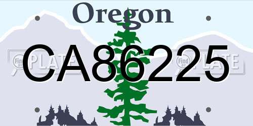 CA86225 Oregon License Plate