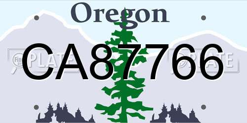 CA87766 Oregon License Plate