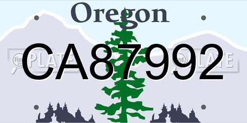 CA87992 Oregon License Plate