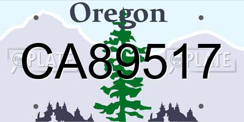 CA89517 Oregon License Plate