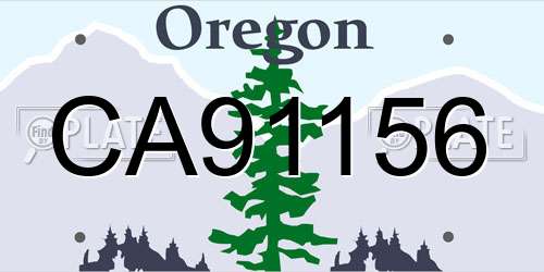 CA91156 Oregon License Plate
