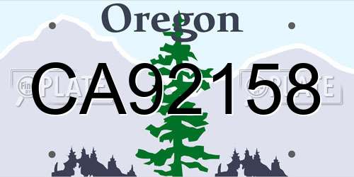 CA92158 Oregon License Plate