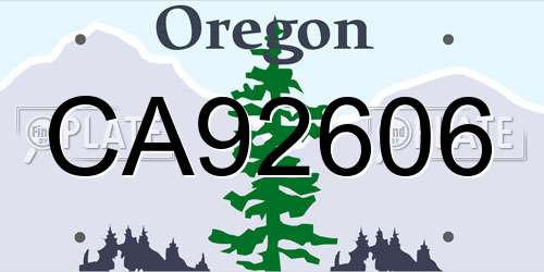 CA92606 Oregon License Plate