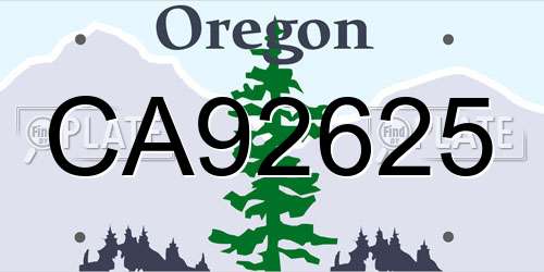 CA92625 Oregon License Plate