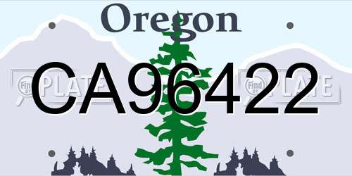 CA96422 Oregon License Plate