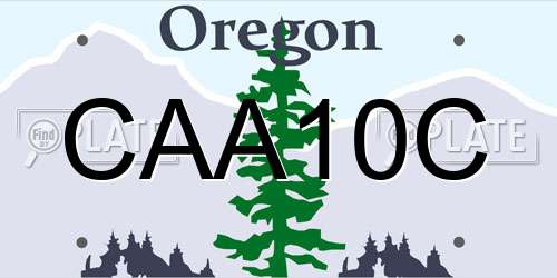 CAA10C Oregon License Plate