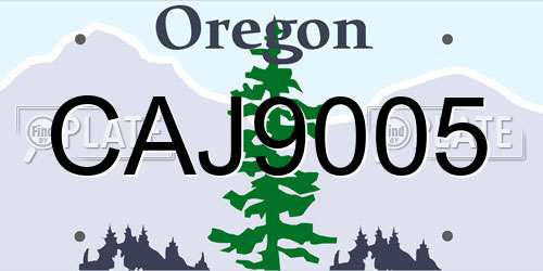 CAJ9005 Oregon License Plate