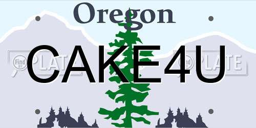 CAKE4U Oregon License Plate