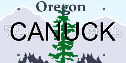 CANUCK Oregon License Plate