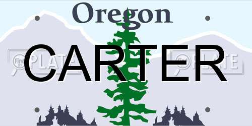 CARTER Oregon License Plate