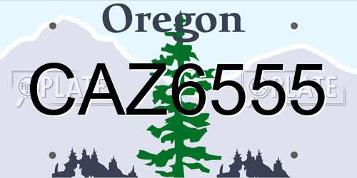 CAZ6555 Oregon License Plate