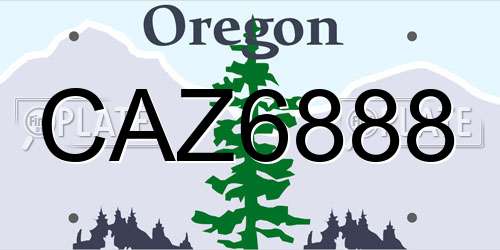 CAZ6888 Oregon License Plate