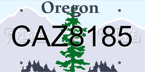 CAZ8185 Oregon License Plate