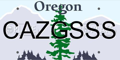 CAZGSSS Oregon License Plate