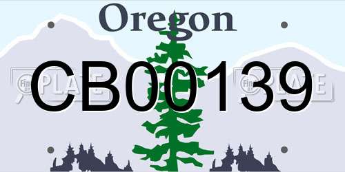 CB00139 Oregon License Plate