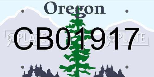 CB01917 Oregon License Plate