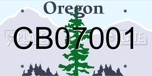 CB07001 Oregon License Plate