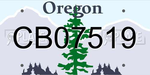 CB07519 Oregon License Plate