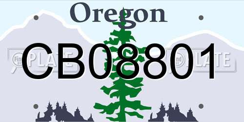 CB08801 Oregon License Plate