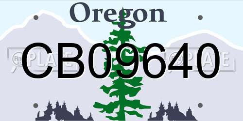 CB09640 Oregon License Plate
