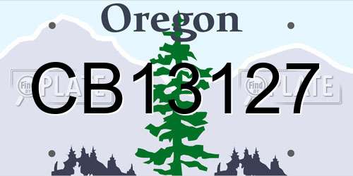 CB13127 Oregon License Plate