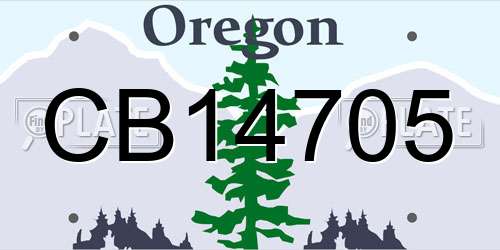 CB14705 Oregon License Plate