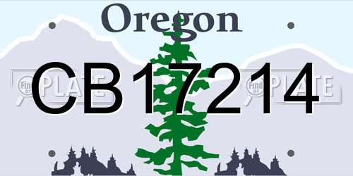 CB17214 Oregon License Plate