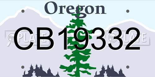 CB19332 Oregon License Plate