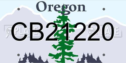CB21220 Oregon License Plate