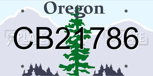 CB21786 Oregon License Plate
