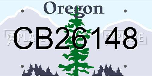 CB26148 Oregon License Plate