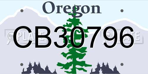 CB30796 Oregon License Plate