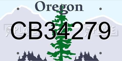 CB34279 Oregon License Plate