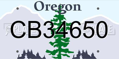 CB34650 Oregon License Plate