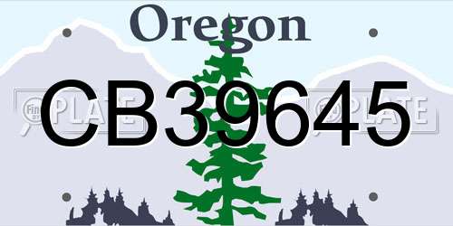 CB39645 Oregon License Plate