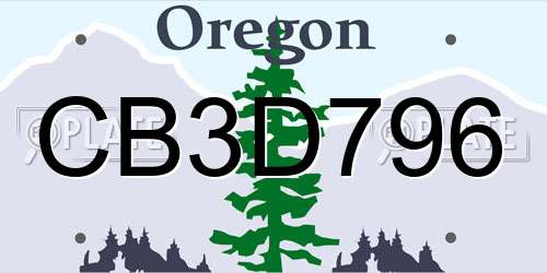 CB3D796 Oregon License Plate