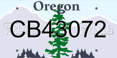 CB43072 Oregon License Plate