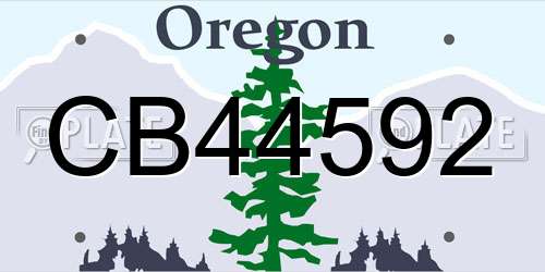 CB44592 Oregon License Plate