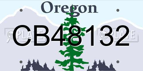 CB48132 Oregon License Plate
