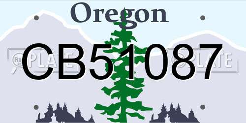 CB51087 Oregon License Plate