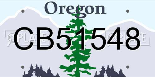 CB51548 Oregon License Plate
