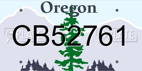 CB52761 Oregon License Plate