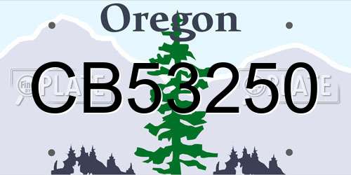 CB53250 Oregon License Plate