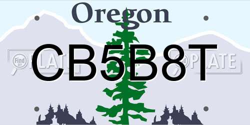 CB5B8T Oregon License Plate