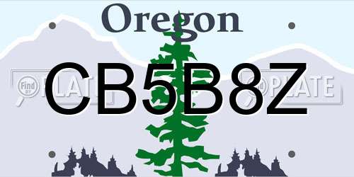 CB5B8Z Oregon License Plate