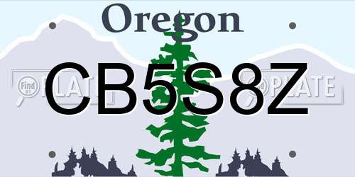 CB5S8Z Oregon License Plate