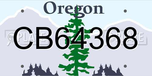 CB64368 Oregon License Plate