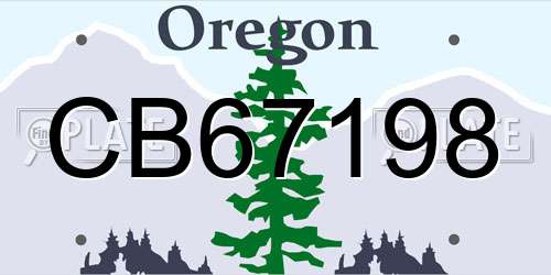 CB67198 Oregon License Plate