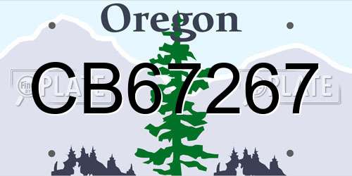 CB67267 Oregon License Plate